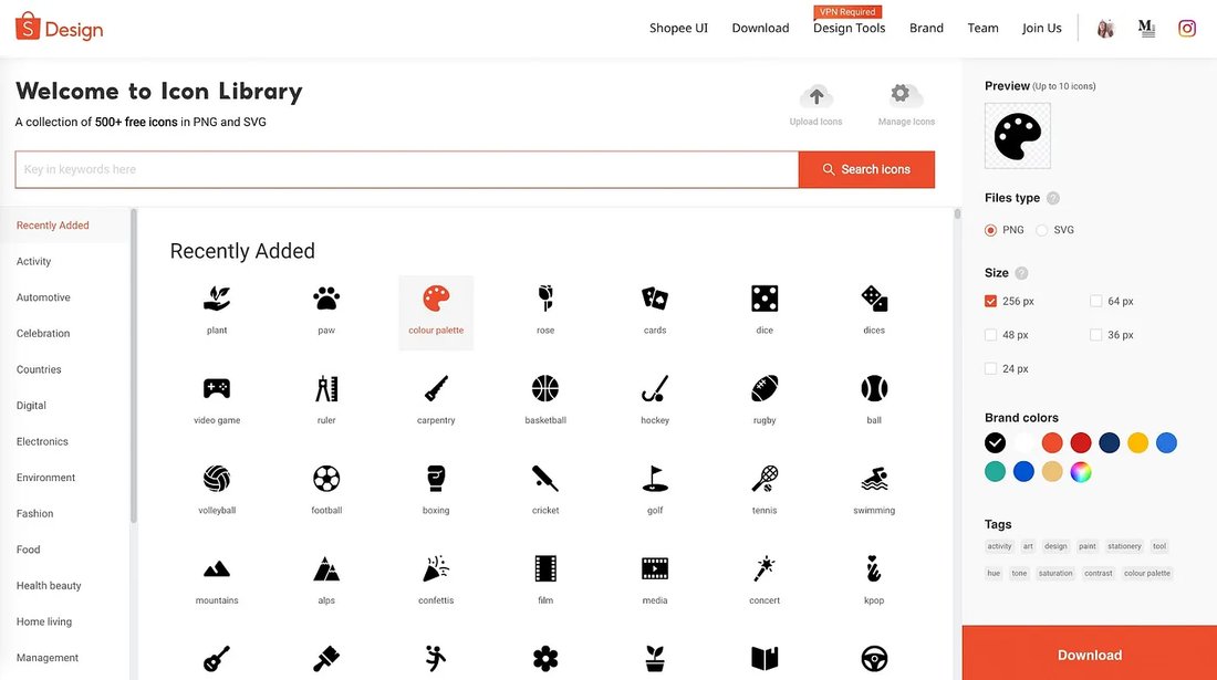 Shopee Design icon library tool