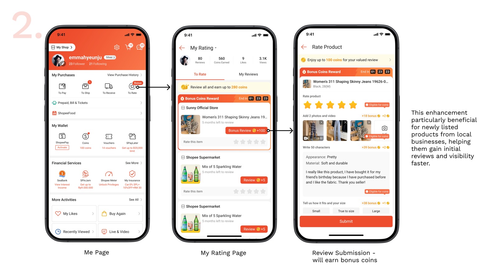 Smart coins rewards strategy — bonus coins reward flow for under-reviewed items