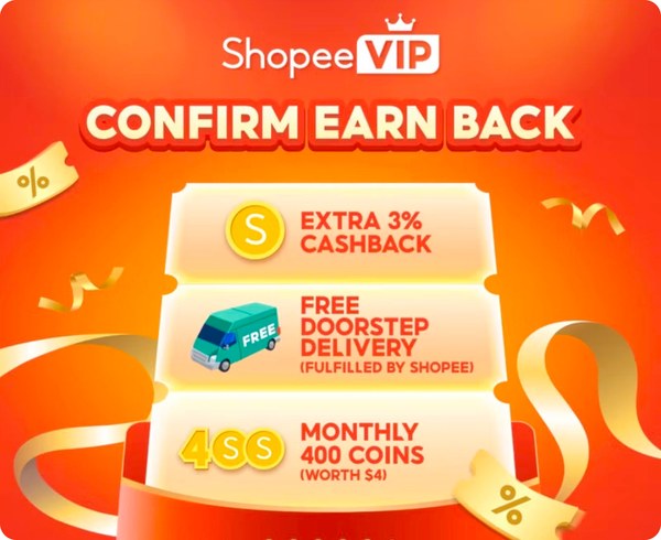 ShopeeVIP Confirm Earn Back — extra cashback, free delivery and monthly coins